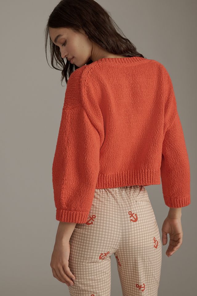 Maeve Elbow-Sleeve Cardigan Sweater #3