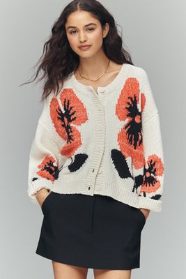 Maeve Elbow-Sleeve Cardigan Sweater