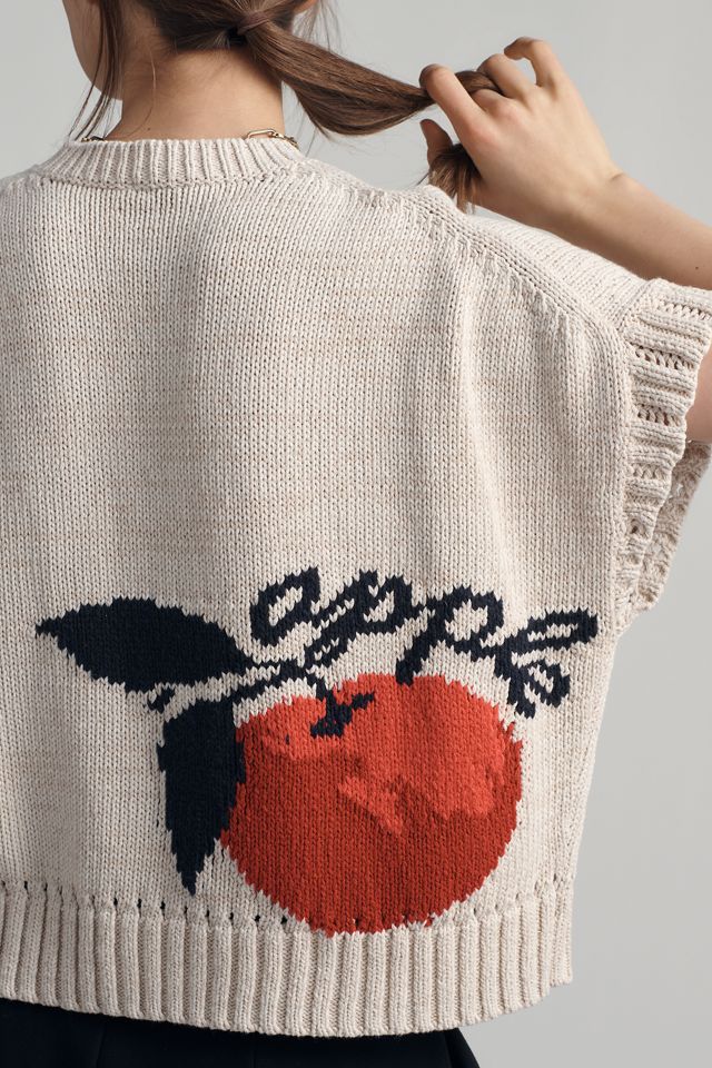 Maeve Short-Sleeve Crew-Neck Veggie Motif Graphic Sweater