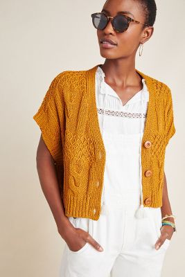 Cropped Cable-Knit Cardigan | Anthropologie