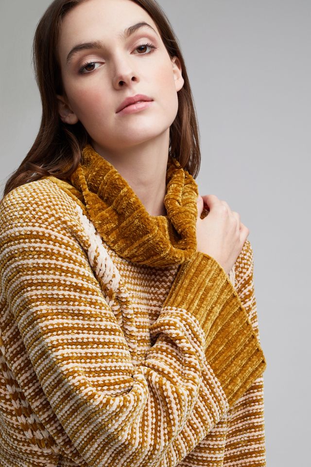 Serena Gestreifter Oversize-Pullover aus Chenille #3