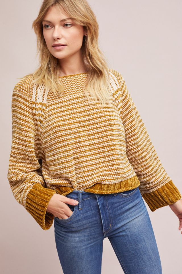 Oversized Chenille Striped Pullover #1