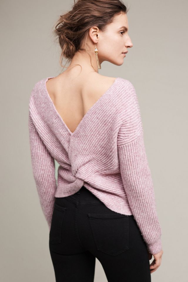 Ribbed Twist-Back Pullover #1