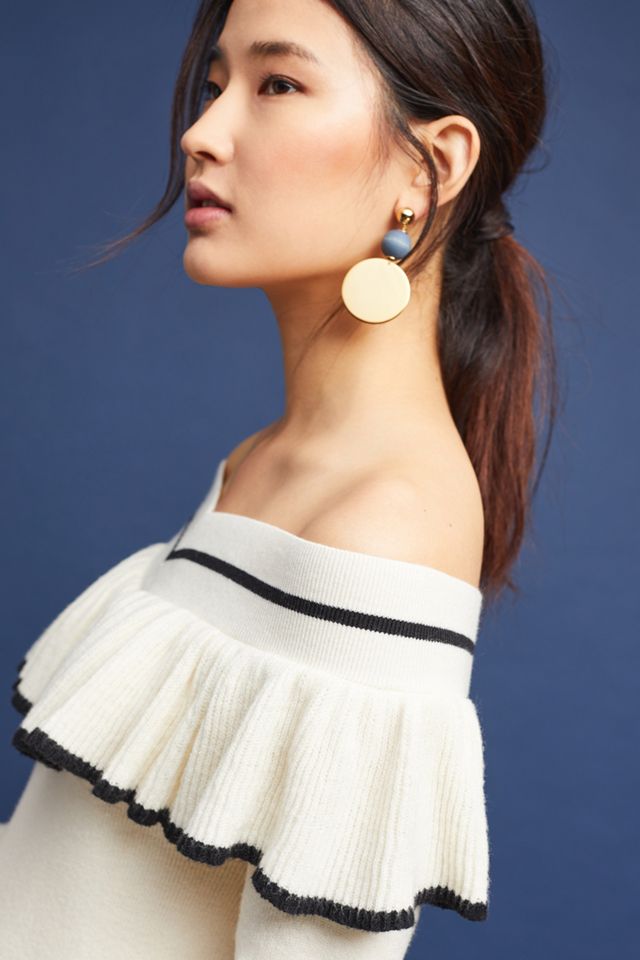 Ruffled Off-The-Shoulder Pullover #1