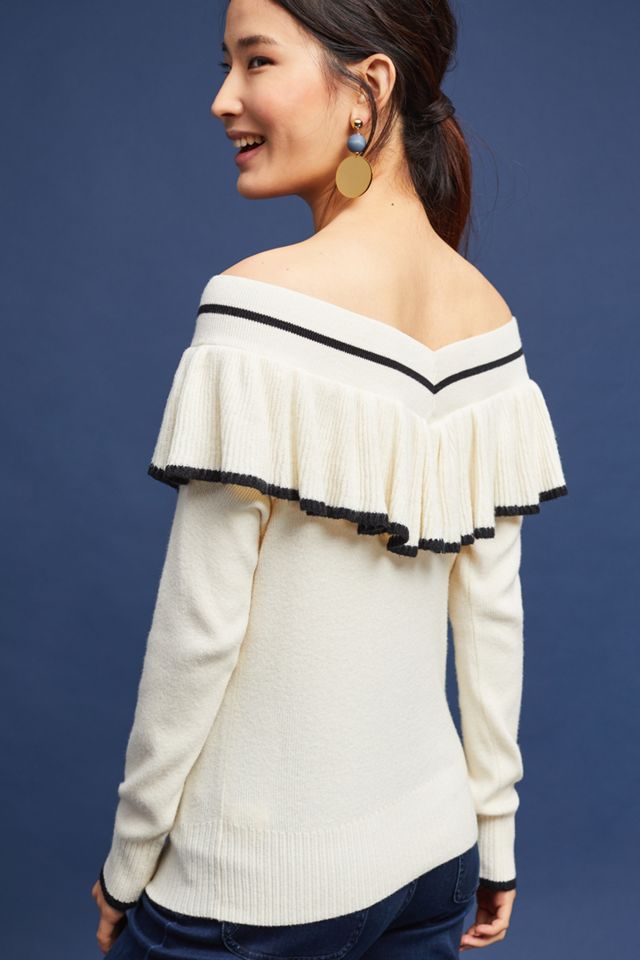 Ruffled Off-The-Shoulder Pullover #3