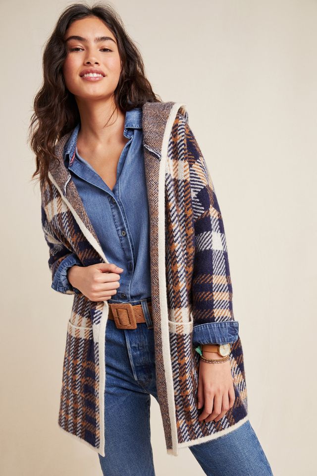 Anthropologie plaid outlet sweater coat