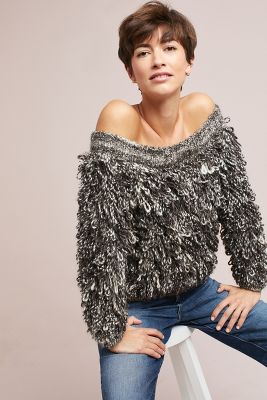 Hand-Knit Off-The-Shoulder Sweater | Anthropologie