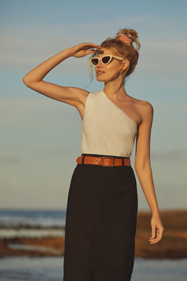 Maeve One-Shoulder Cable-Knit Sweater Top | Anthropologie