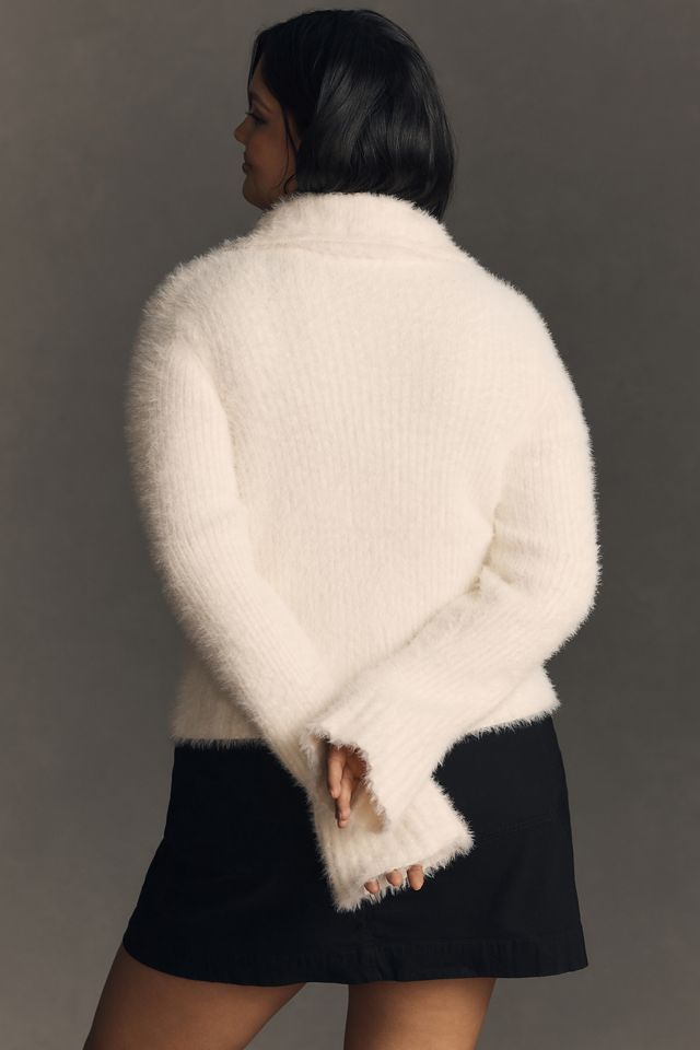 By Anthropologie Pearl Button Fuzzy Cardigan Sweater #5