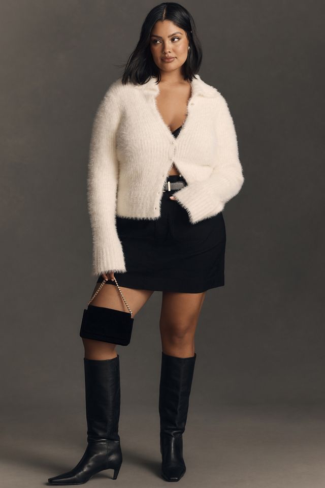 By Anthropologie Pearl Button Fuzzy Cardigan Sweater #6