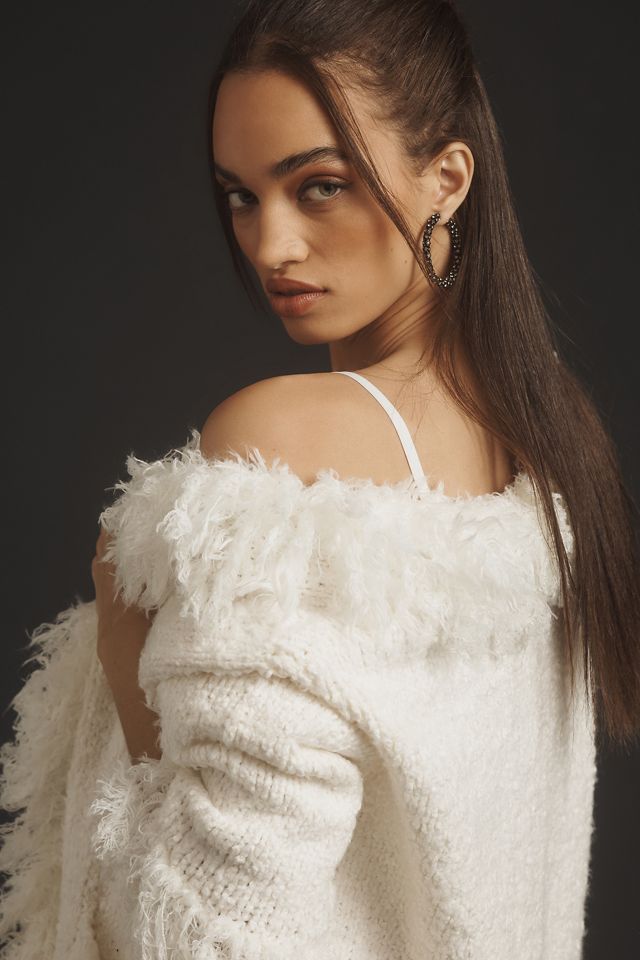 Pilcro Oversized Textured Fringe Longline Cardigan #4