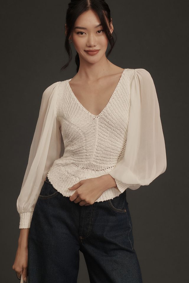 Sheer clearance white sweater