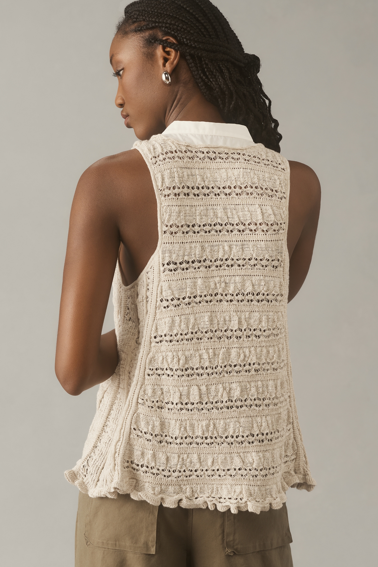 By Anthropologie Open-Stitch Twofer Sweater Tank