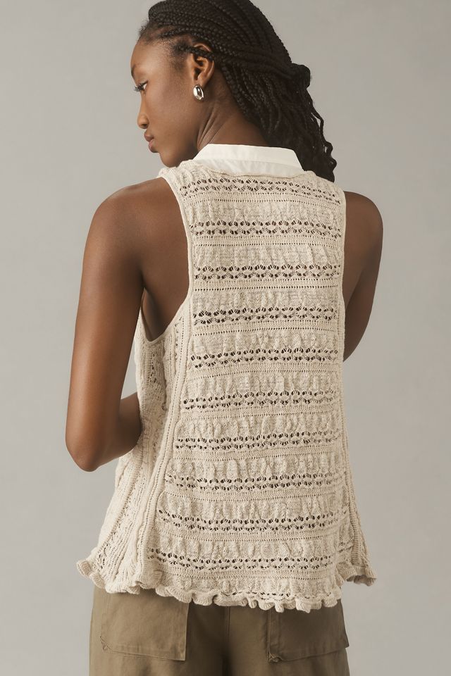 By Anthropologie Open-Stitch Twofer Sweater Tank #1