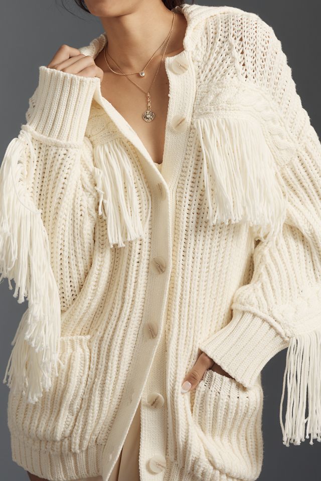 Maeve Fringed Oversize Cardigan Sweater #4