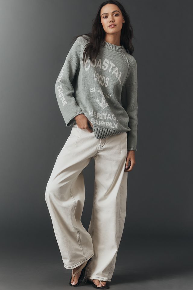 Pilcro Graphic Printed Crew-Neck Sweater | Anthropologie