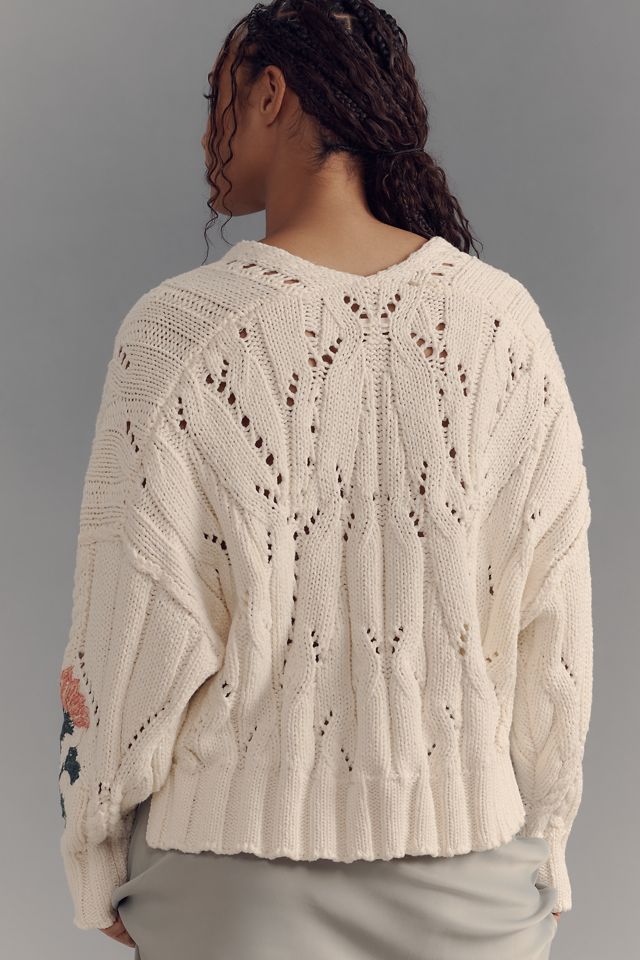 Pilcro Oversized Embroidered Cable-Knit Sweater #5