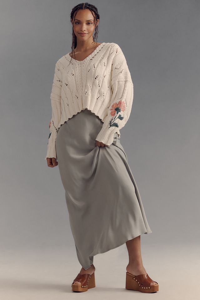 Pilcro Oversized Embroidered Cable-Knit Sweater #6