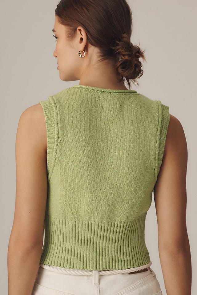 Pilcro Cotton Linen Button-Front Sweater Vest #1