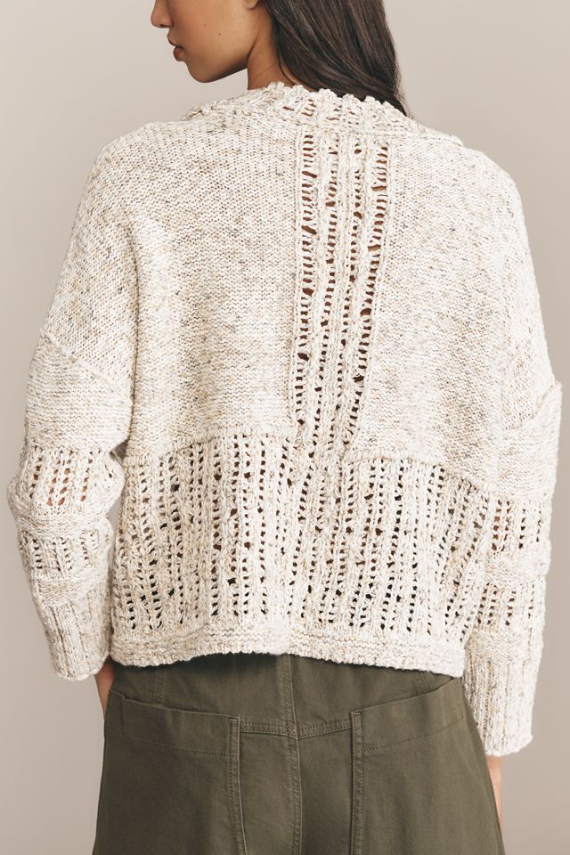 Pilcro Pointelle Wide-Scoop Neck Relaxed Crop Sweater #2