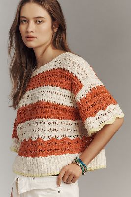 PILCRO OPEN-STITCH PULLOVER SWEATER 