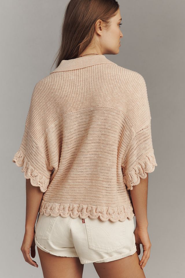 By Anthropologie Collared Ruffle Sweater #1
