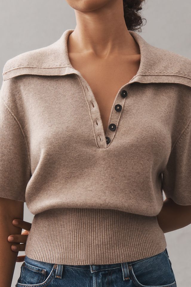 Pilcro Collared Wool and Cashmere Blend Sweater #1