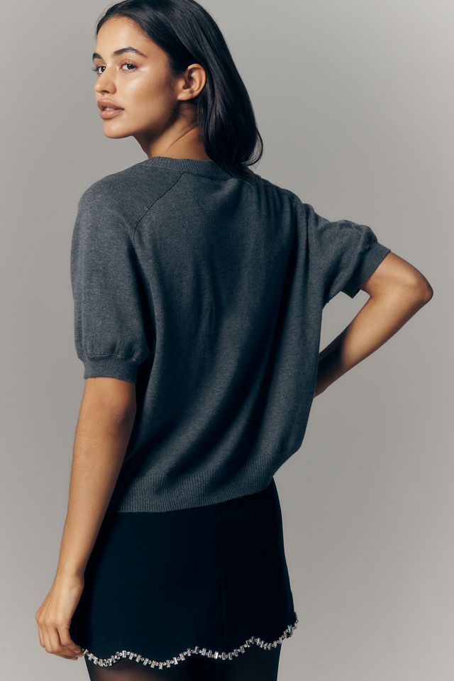 Maeve Short-Sleeve Crew-Neck Cardigan Sweater #2