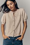 Maeve Short-Sleeve Crew-Neck Cardigan Sweater