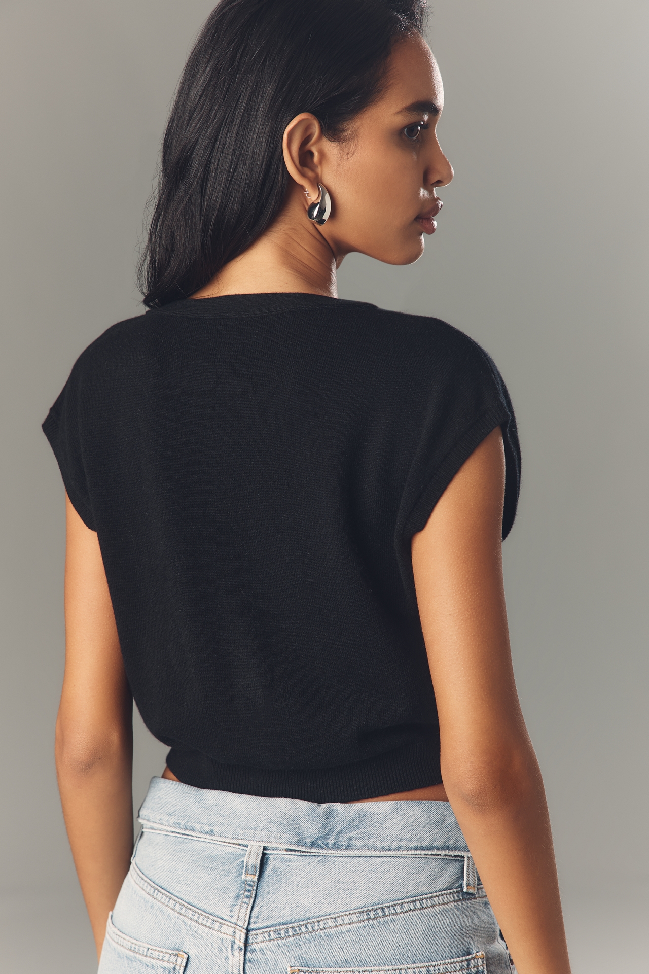 Pilcro V-Neck Crop Muscle Knit Vest