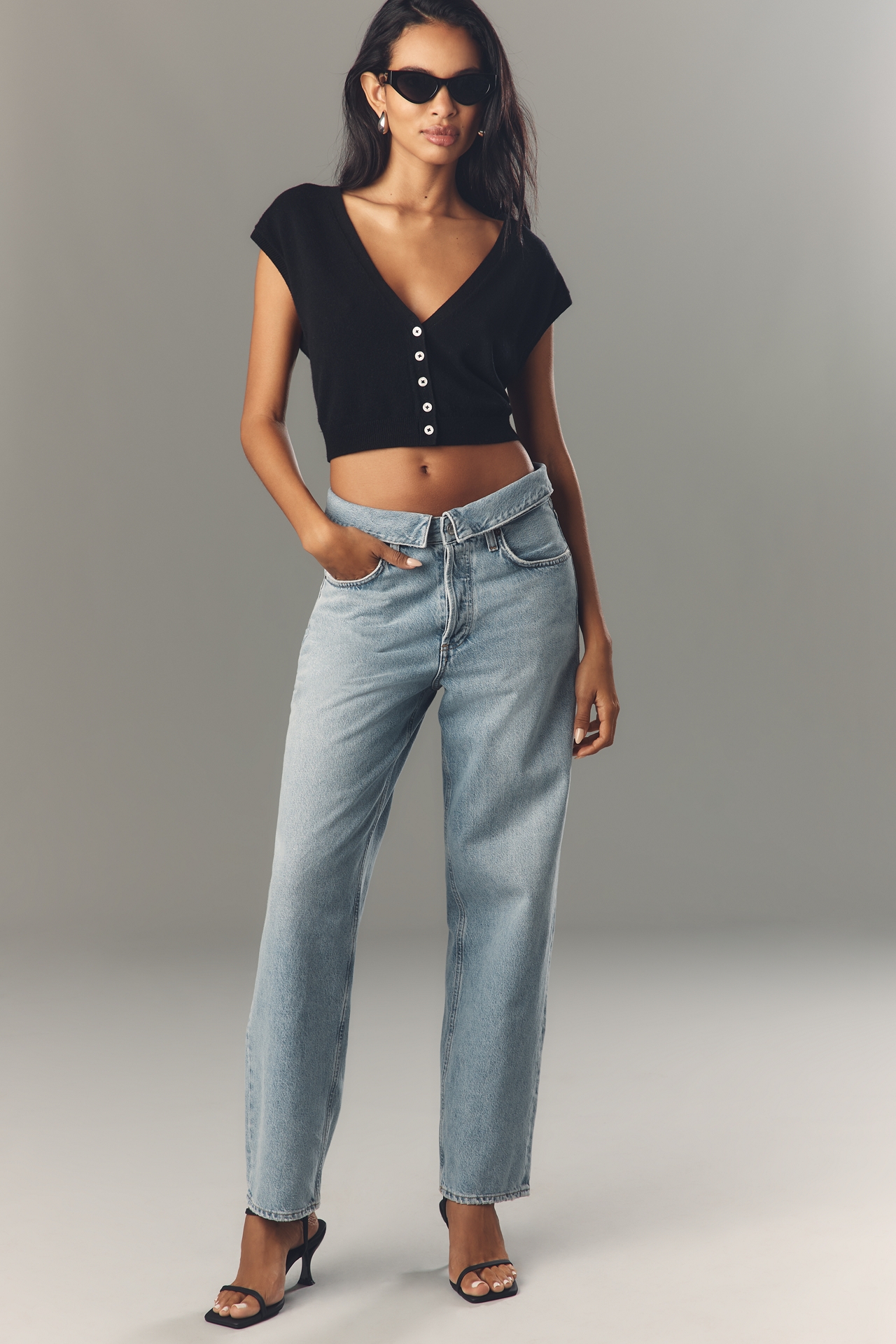 Pilcro V-Neck Crop Muscle Knit Vest