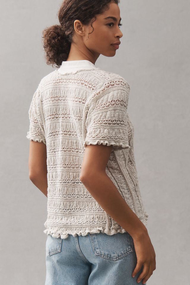 By Anthropologie Pointelle Sweater Tee #2