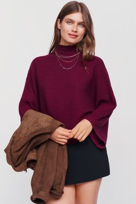 By Anthropologie Mock-Neck Wide-Sleeve Sweater