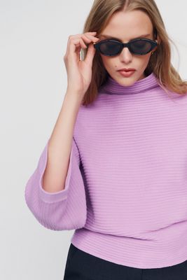 By Anthropologie Mock Neck Wide Sleeve Sweater