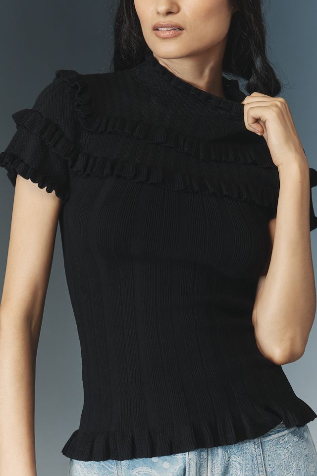By Anthropologie Ruffle-Hem Knit Top #3
