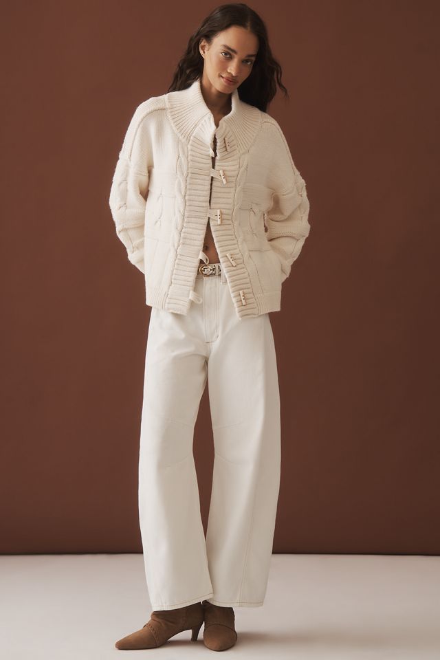 Pilcro Chunky Cable-Knit Toggle Cardigan Sweater | Anthropologie