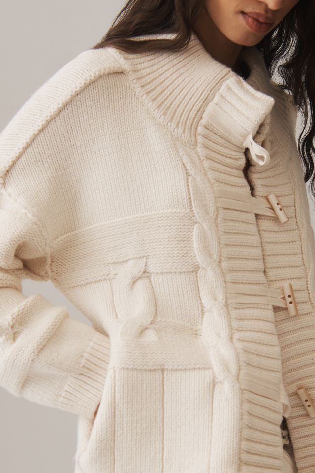 Pilcro Chunky Cable-Knit Toggle Cardigan Sweater | Anthropologie