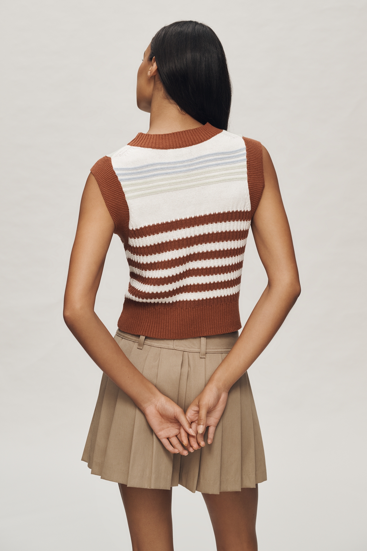Maeve Mixed Print Sleeveless Linen Blend Sweater