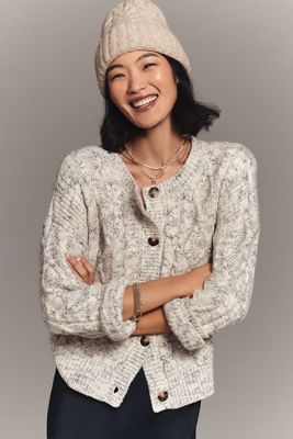 Maeve Wool Blend Cable-Knit Cardigan Sweater