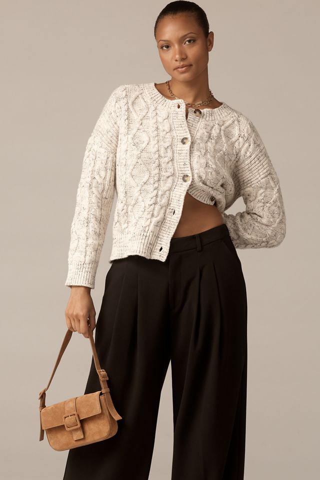 Maeve Wool Blend Cable-Knit Cardigan Sweater #1