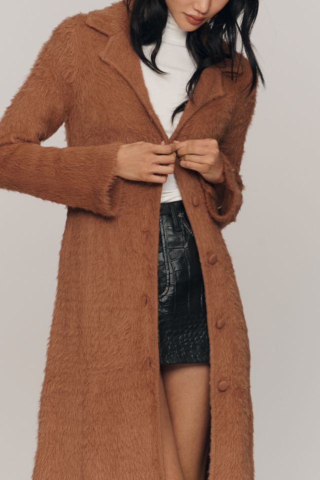 Maeve Collared Eyelash Long Coatigan #1