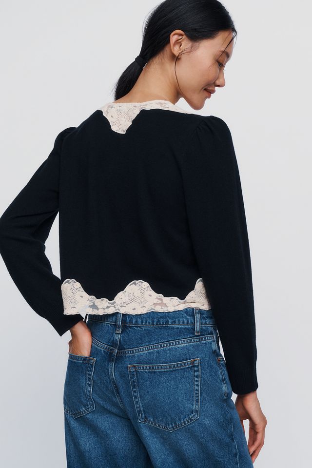 RIXO Tassia Cashmere Wool Lace Trimmed Cardigan #3