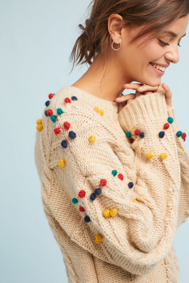 Pom-Pom Cable Sweater #1