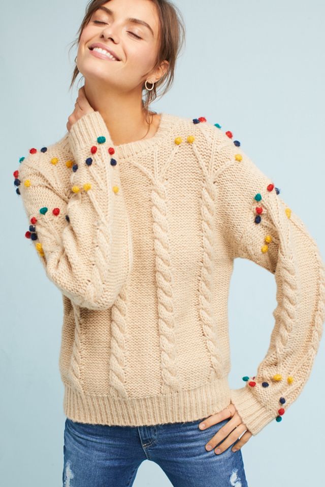 Pom-Pom Cable Sweater