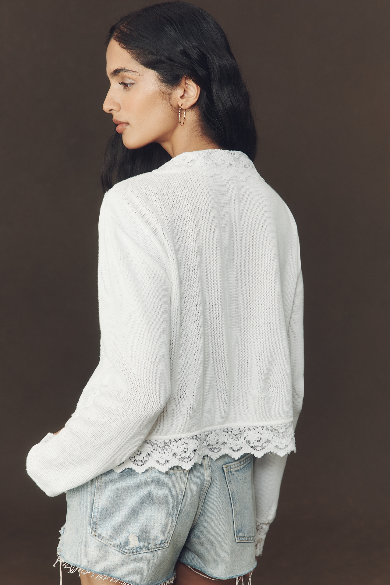 By Anthropologie Lightweight Lace Cardigan Sweater