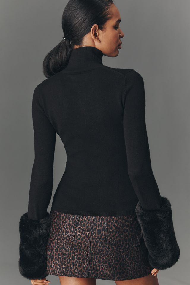 APPARIS Aspen Faux Fur Cuff Turtleneck Sweater #2