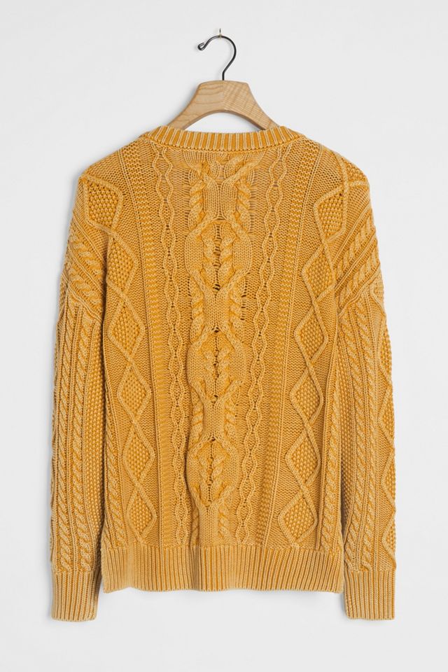 【本日限定】THE TOE Cable knit-yellow Pilcro Joni Cable-Knit Sweater | Anthropologie