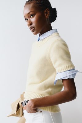 Maeve Mercer Cashmere Stretch Short Sleeve Sweater