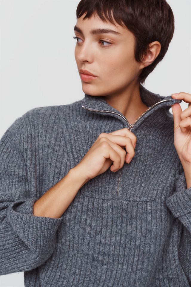 Maeve Freddy Ribbed Wool Blend Half Zip Sweater #2