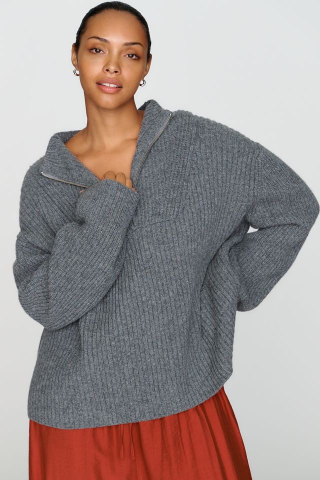 Maeve Freddy Ribbed Wool Blend Half Zip Sweater #5